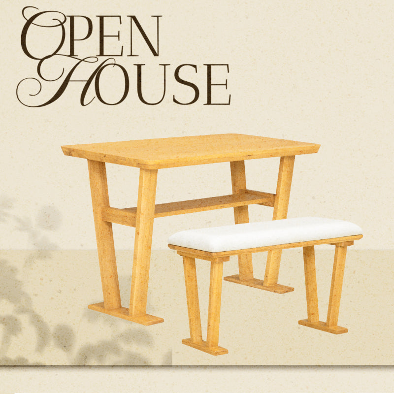 Farmhouse Modern Dining Table Light Brown Space-Saving Design Lightweight and Durable for Kitchen or Dining Room, easy to assemble