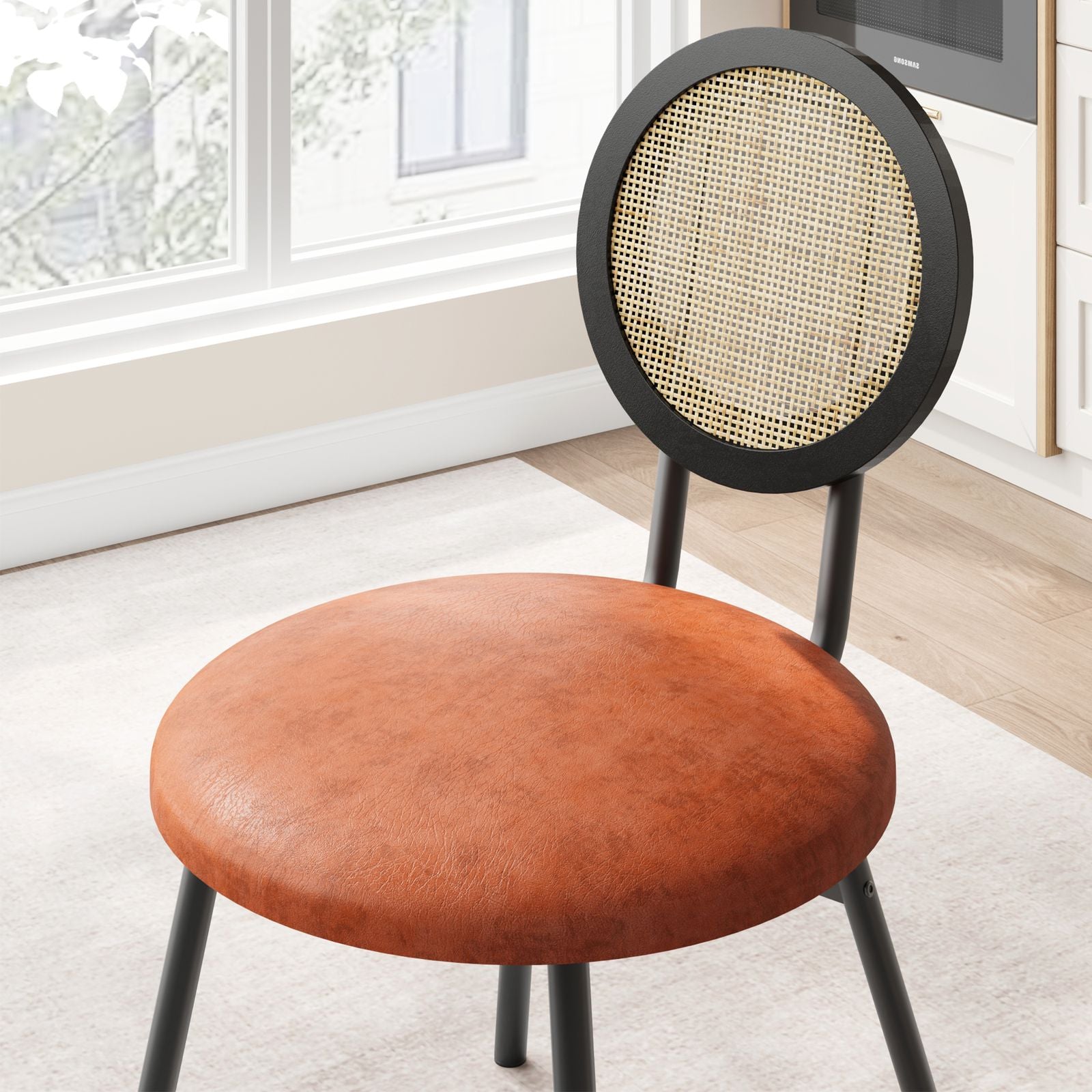 1pc Elegant Handwoven Rattan & Wicker Dining Chair - Contemporary \u002FOutdoor Furniture Suitable for Dining Areas,, Balcony - Durable Rattan Seat with Solid Backrest, - Wicker Chair