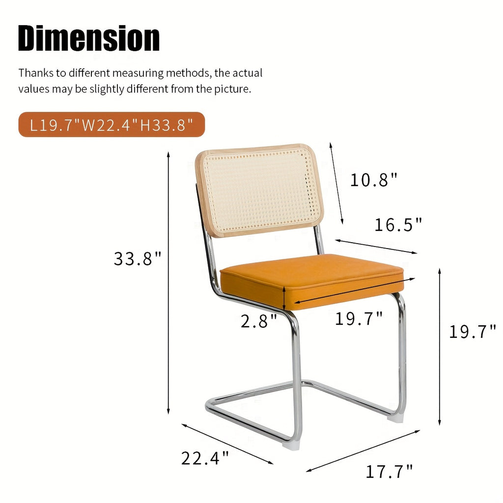 Dining Chairs Set of 2\u002FSet of 4, Velvet Rattan Side Accent Dining Chairs with Chrome Legs, Modern Mid Century Breuer Designed Chairs, Upholstered Dining Living Room Kitchen Chairs