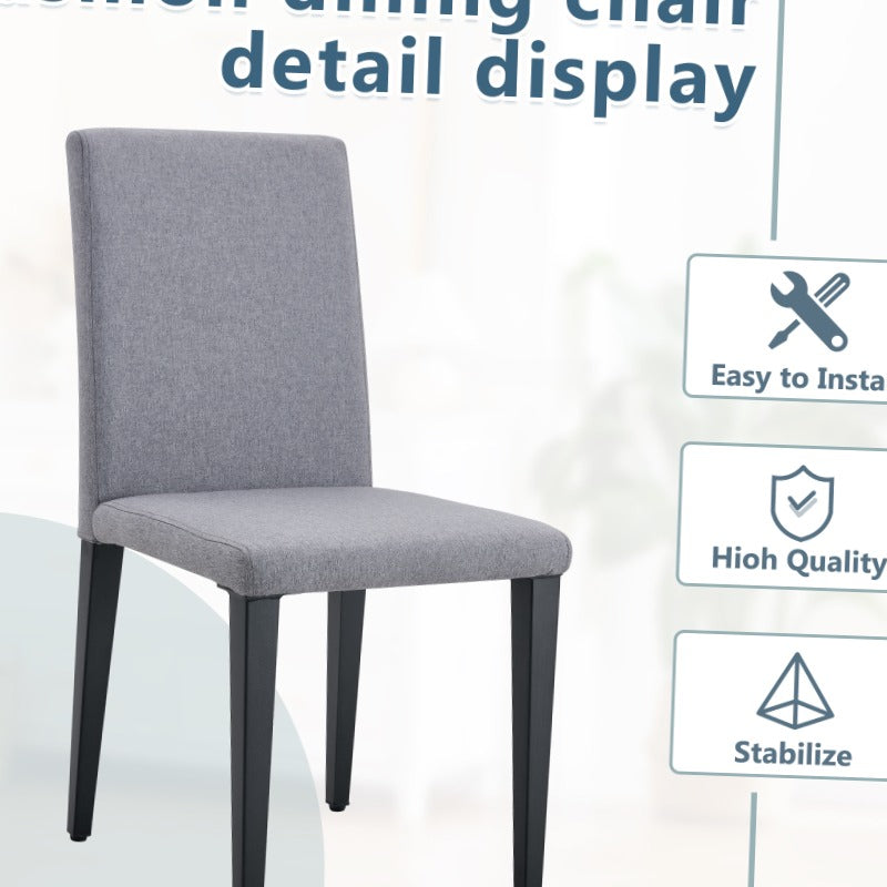 Set of 2 Light Gray LinenCotton Dining Chairs - Modern Minimalist Scandinavian-Style Seating with Beige & Gray Tones, Comfortable Slatted Backrest &, Versatile for Dining Room,, Cozy Corners - Easy-Clean