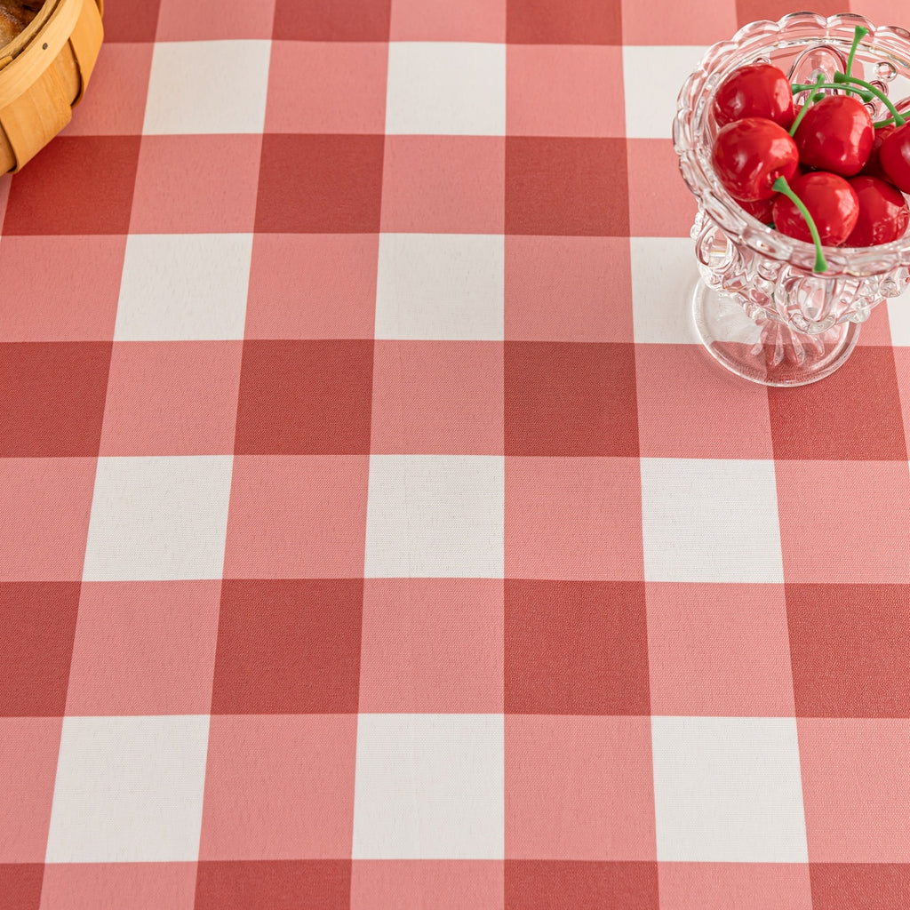 A Beige Checkered Pattern with Tassel Decoration, Suitable for Dining Tables, Coffee Tables, And Outdoor Use - Easy to Clean - Wipeable And Reusable