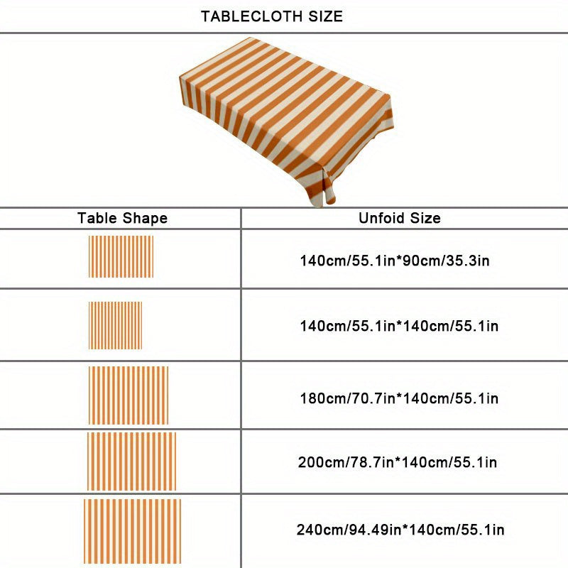 1pc Soft Fashionable Orange and White Vertical Stripe Tablecloth, 2D Flat, Exquisite Gift, Machine Washable, Easy to Clean, for Dining \u002F Coffee \u002F Tea \u002F Desk, Picnic \u002F Outdoor \u002F Camping Table, Elegant Life, Home Textile, 2D Flat