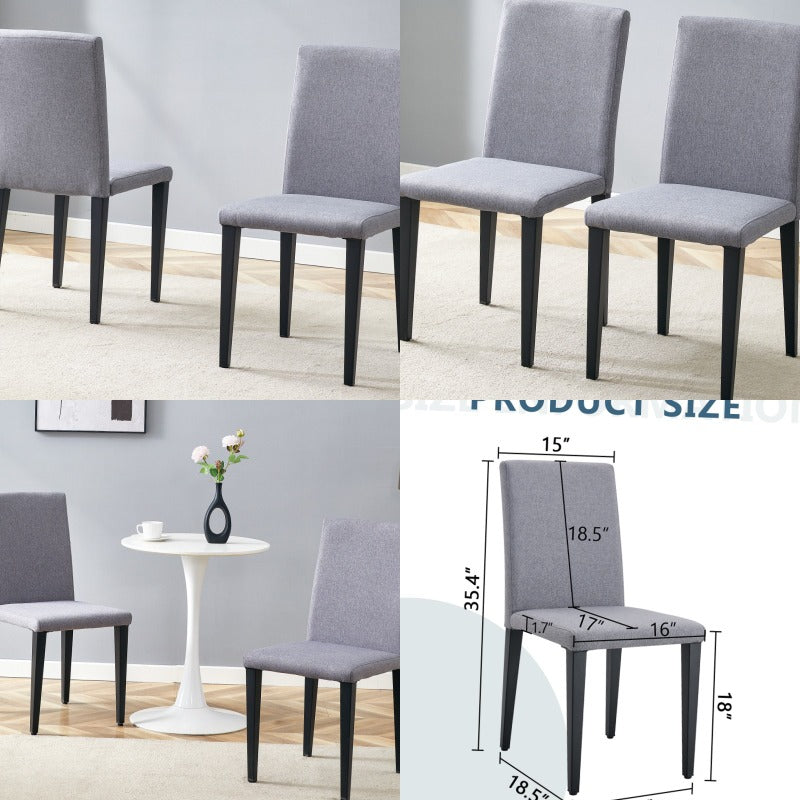 Set of 2 Light Gray LinenCotton Dining Chairs - Modern Minimalist Scandinavian-Style Seating with Beige & Gray Tones, Comfortable Slatted Backrest &, Versatile for Dining Room,, Cozy Corners - Easy-Clean