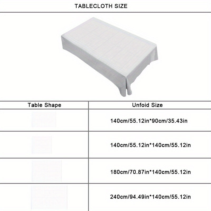 1pc White & Grey Rectangular Tablecloth - Soft Polyester Fabric, Beige Grid Pattern (Horizontal\u002FVertical Lines), Wrinkle-Resistant & Easy-Clean Table Cover for Dining Table, Kitchen, Coffee Table, Weddings, Parties, Christmas - Fits
