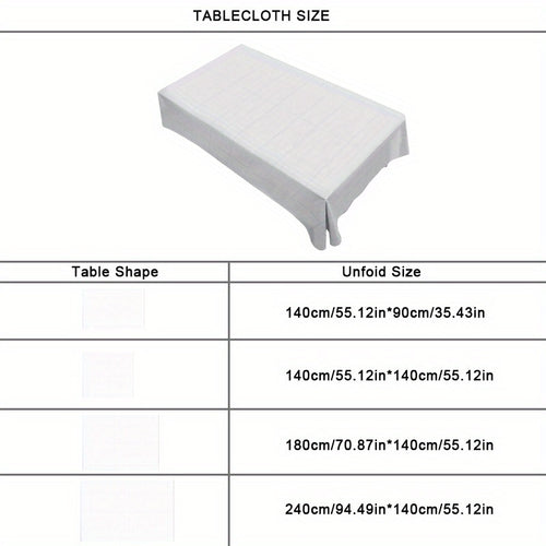1pc White & Grey Rectangular Tablecloth - Soft Polyester Fabric, Beige Grid Pattern (Horizontal\u002FVertical Lines), Wrinkle-Resistant & Easy-Clean Table Cover for Dining Table, Kitchen, Coffee Table, Weddings, Parties, Christmas - Fits