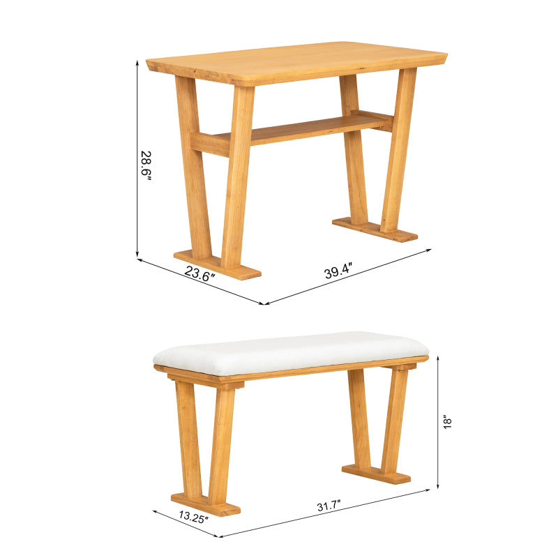 Farmhouse Modern Dining Table Light Brown Space-Saving Design Lightweight and Durable for Kitchen or Dining Room, easy to assemble