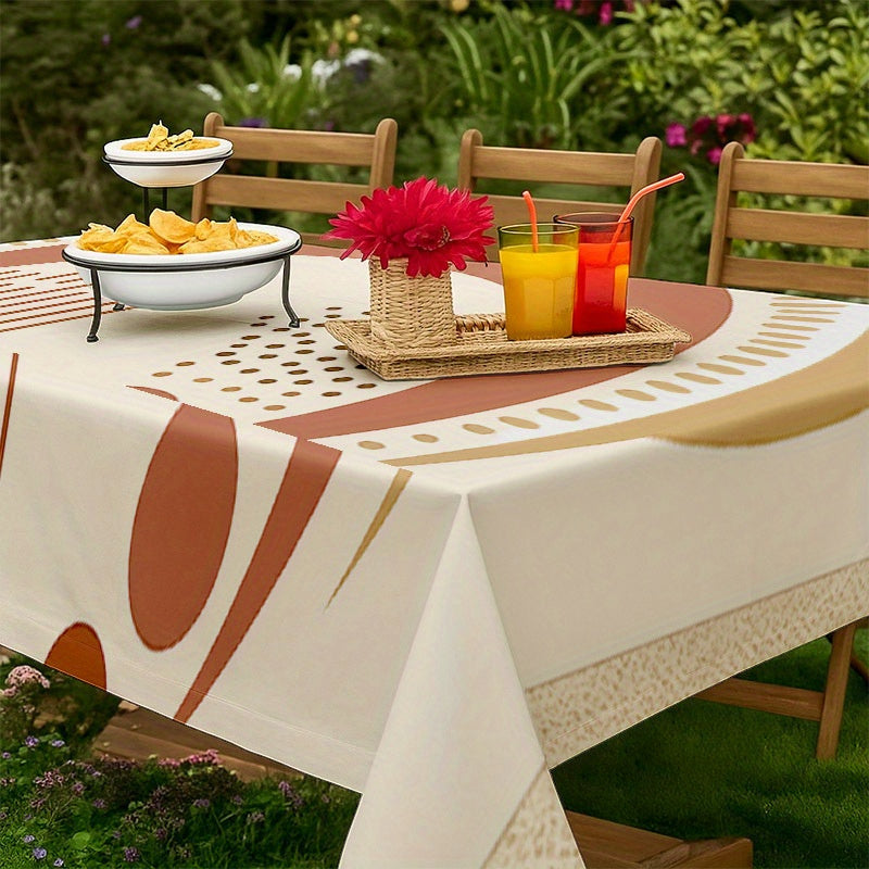 A Soft And Stylish Geometric Patterned Tablecloth, Machine Washable And Easy to Clean, Suitable for Dining Tables, Coffee Tables, Desks, Picnic Tables, Outdoor Dining Tables, And Camping Tables, Perfect for a Refined Lifestyle And Home Textiles