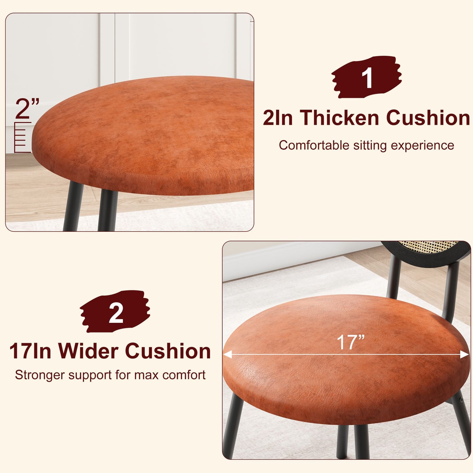 1pc Elegant Handwoven Rattan & Wicker Dining Chair - Contemporary \u002FOutdoor Furniture Suitable for Dining Areas,, Balcony - Durable Rattan Seat with Solid Backrest, - Wicker Chair