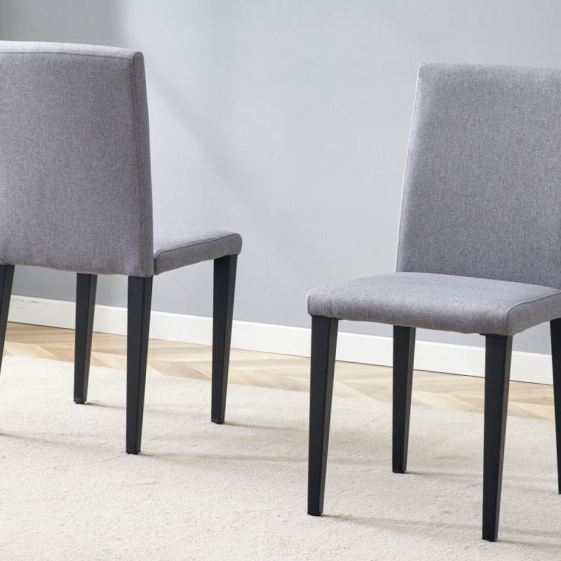 Set of 2 Light Gray LinenCotton Dining Chairs - Modern Minimalist Scandinavian-Style Seating with Beige & Gray Tones, Comfortable Slatted Backrest &, Versatile for Dining Room,, Cozy Corners - Easy-Clean