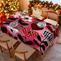 1pc 2D Printed Vine-Wrapped Floral and Checkered Heart Pattern Tablecloth, Easy to Care for, Enhances Ambiance, Protects Table Surface, Ideal for Daily Dining, Friend Gatherings, Afternoon Tea, Holiday: Valentine's Day