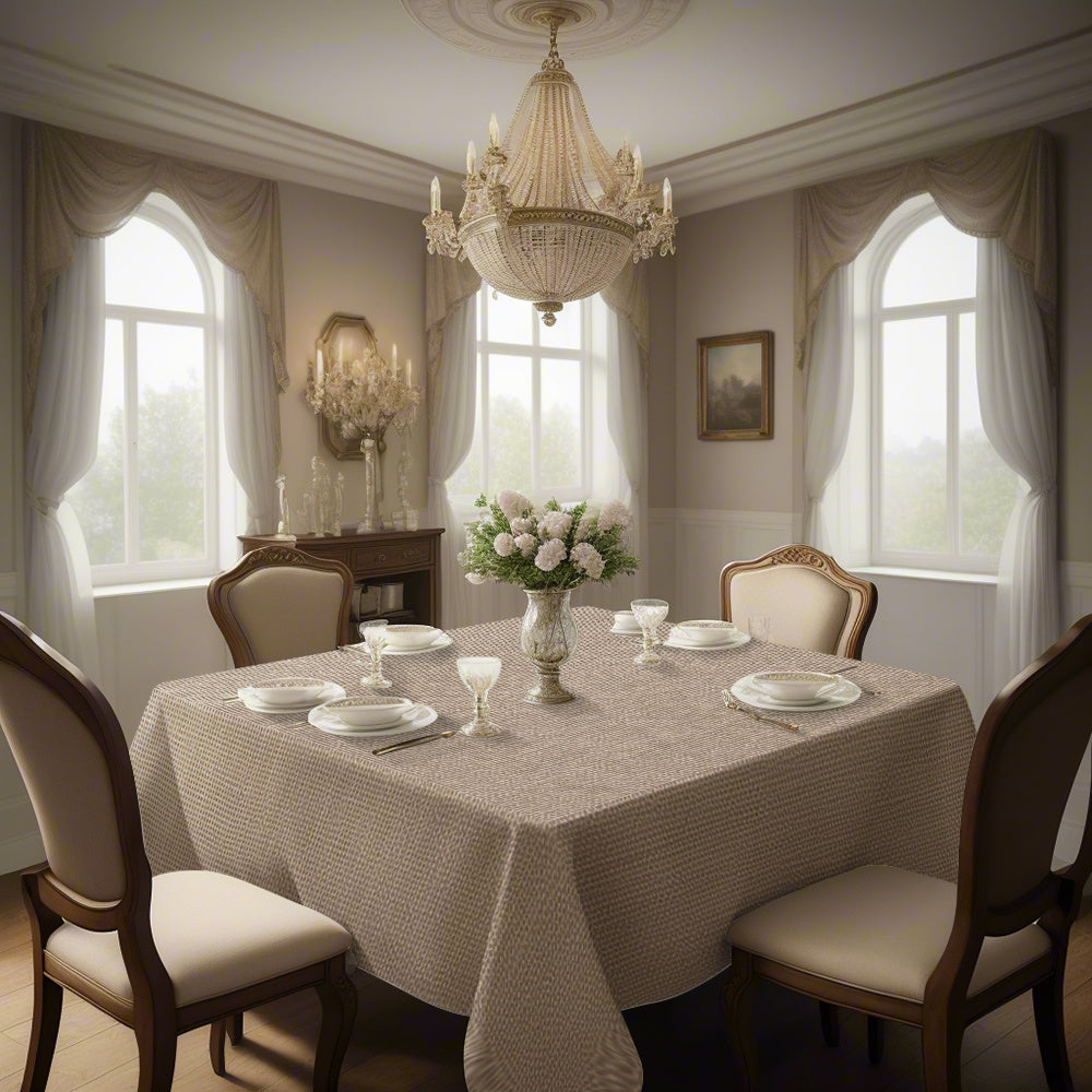 1pc Easy-Clean Tablecloth - Machine-Washable Polyester Table Cover for Dining, Kitchen, Parties, Weddings - Elegant Table Decor for Home, Events, Everyday Use - Durable Tablecloth, Fitted Table Cloth, Simple Elegant Design