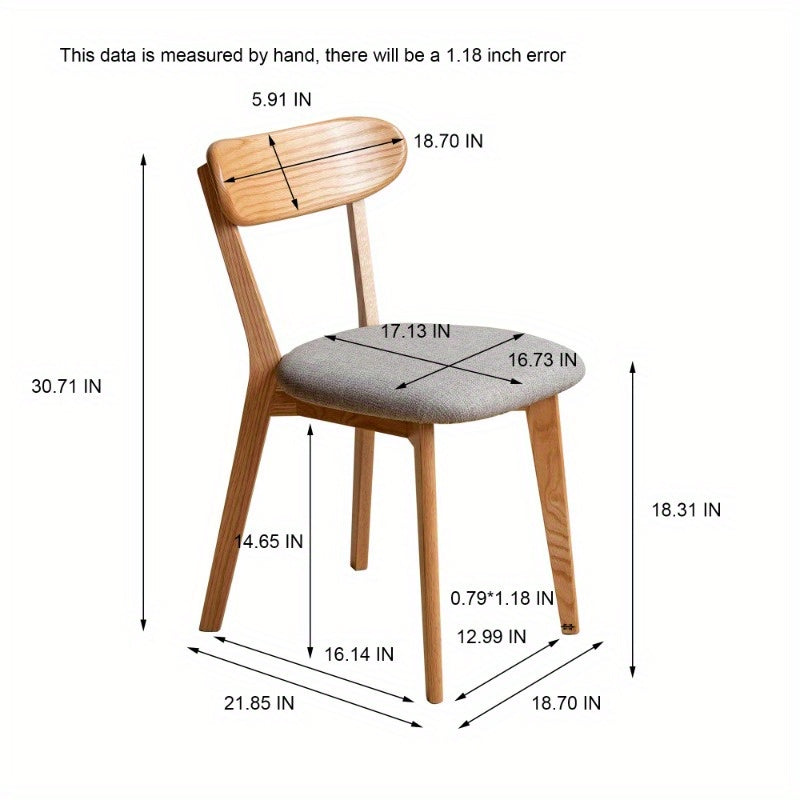 Chair for The Dining Area with a Natural Finish, Sturdy Build, Suitable for Living Rooms, Featuring a Minimalist Design, Dimensions 18.7 X 21.85 X 30.71 inch.